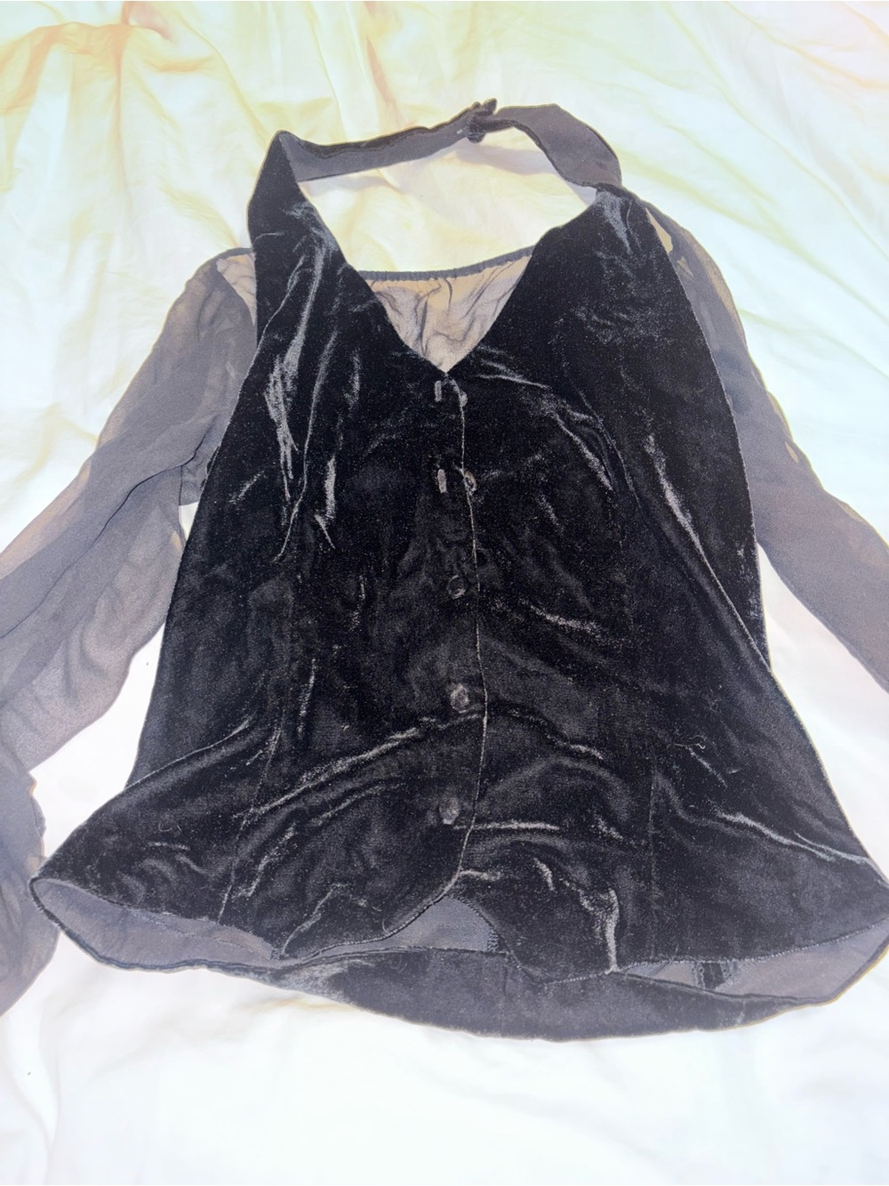 Vintage Y2K Ice Brand Sheet Velvet Black Top 90s 00s Small